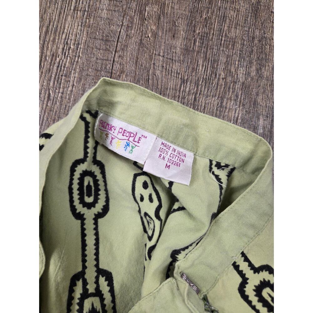 FUNKY PEOPLE Green Black Medium Cotton Made in India Skirt Medium - Picture 2 of 5